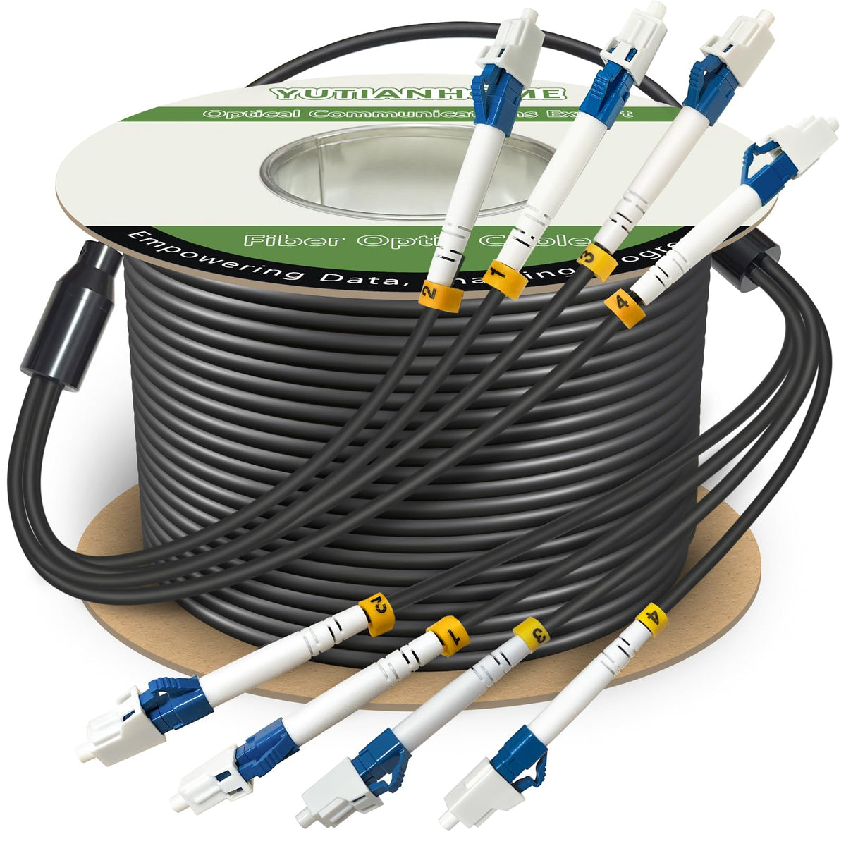 120ft/37m 4 Core Single Mode Industrial TPU LC Outdoor Armored Fiber Cable
