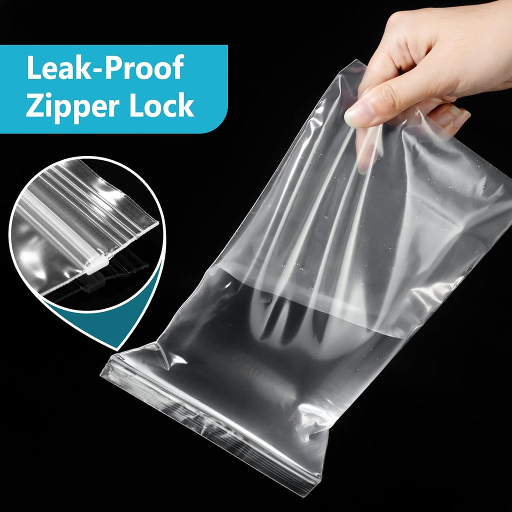 6" X 9" 4 Mil Reclosable Zip Bags, Heavy Duty Clear Plastic Zipper Lock Bags, Pack of 100