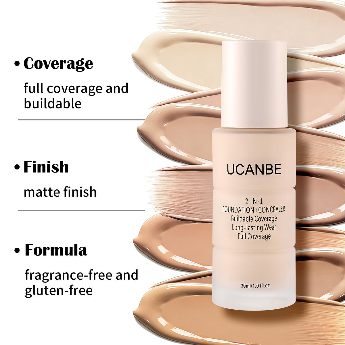 2-in-1 Foundation + Concealer, Full Coverage Makeup(03 Soft Beige)