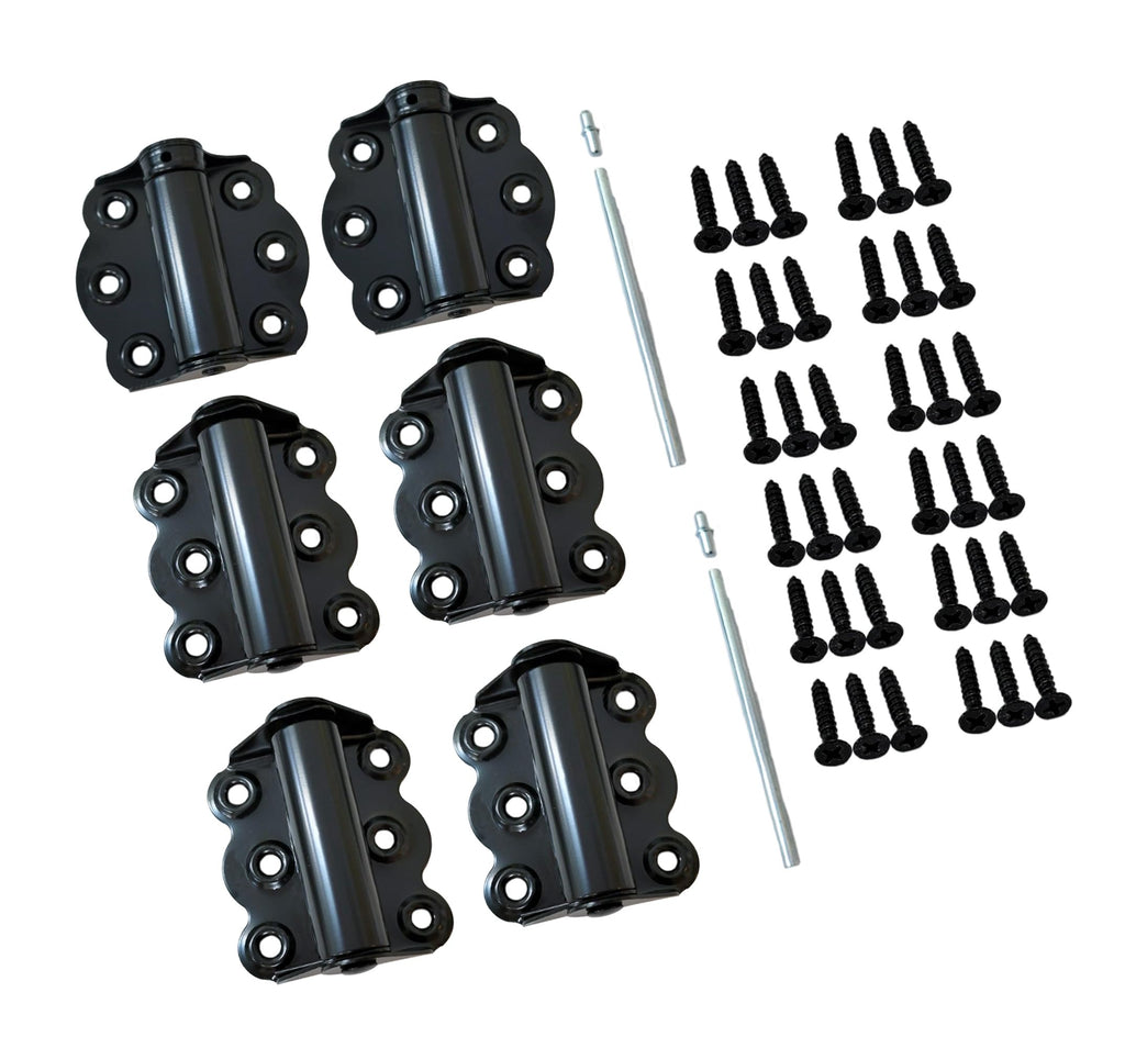 Door Spring Hinges, 2-3/4", Each Set Including 2 PCS Self Closing and 1 PC Adjustable Self Closing Door Hinge, Black, 2 Sets, Made in Taiwan