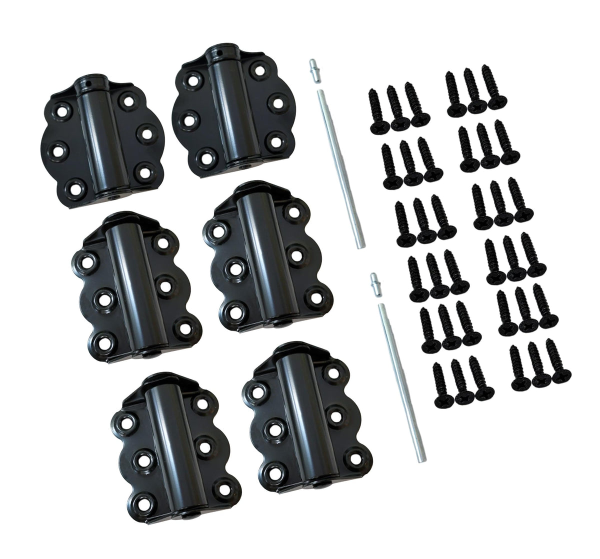 Door Spring Hinges, 2-3/4", Each Set Including 2 PCS Self Closing and 1 PC Adjustable Self Closing Door Hinge, Black, 2 Sets, Made in Taiwan