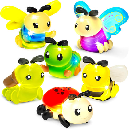 Bugs Light Up Bath Toys, 6 Pack | Water-Activated Light Up Toys Flash & Change Color | Easy-Grip Baby Girl & Toddler