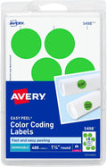 5498 Removable Print or Write Color Coding Labels for Laser Printers, 1-1/4 Round - Neon Green (Pack of 400)