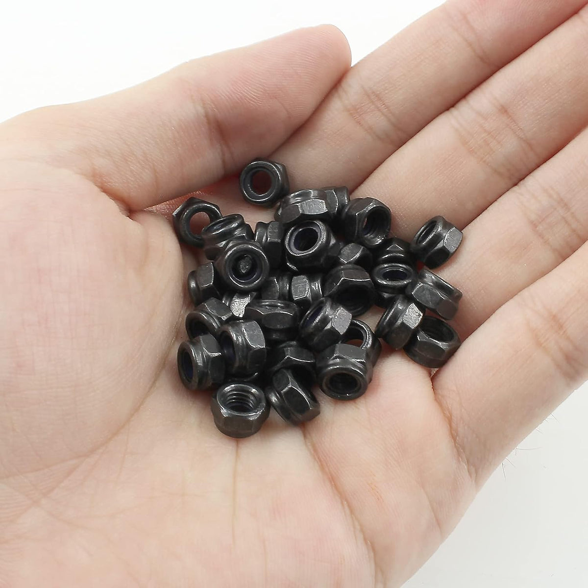 BokWin M3 x 0.5mm Nylon Insert Hex Lock Nuts, 50PCS, Black Zinc Plated
