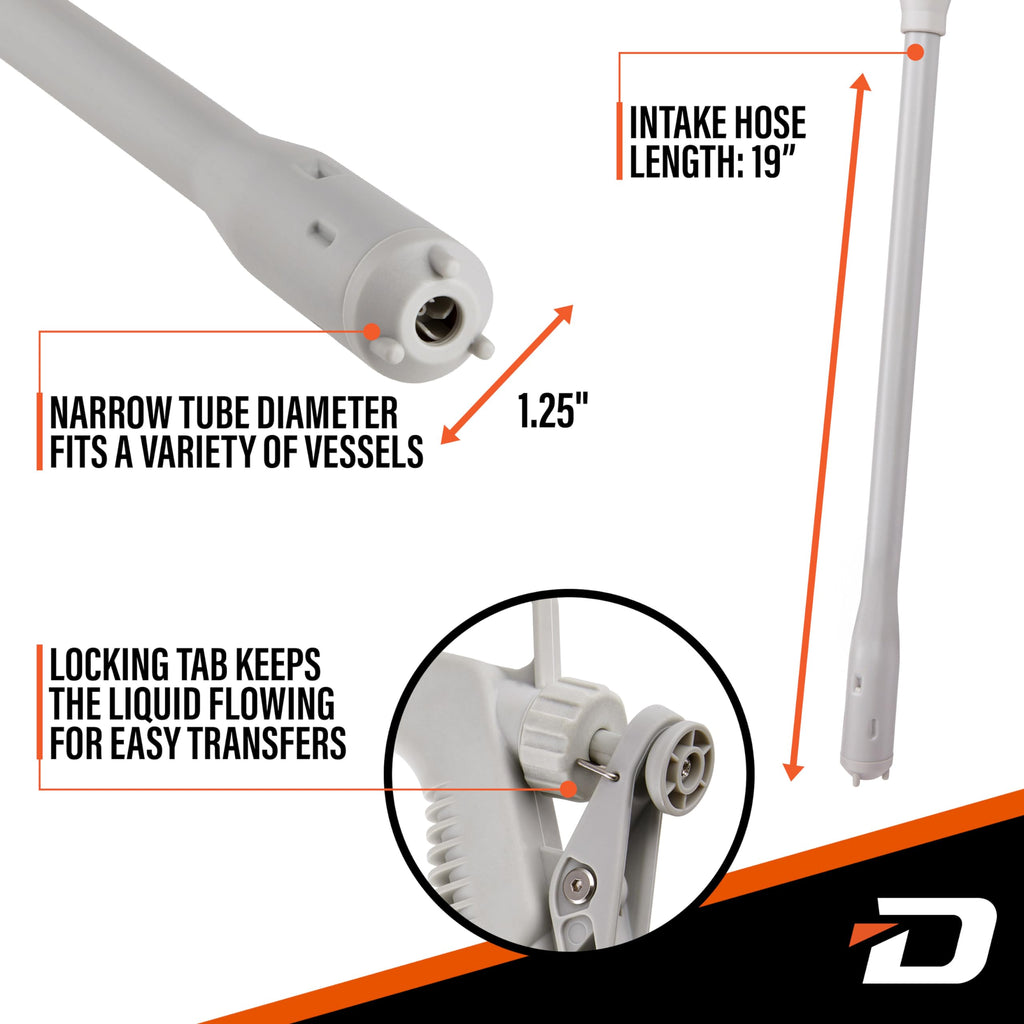 Deway Stick Fuel Pump, Trigger Nozzle, Hook Hang, 51in Rubber Hose, 4-AA