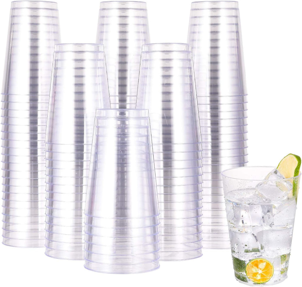 100 Pack 12 oz Disposable Clear Plastic Cups, Party Cups