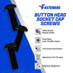 Fastenere Button Head Socket Cap Screws - 1/2-13 x 1-3/4" (5-Pcs) Alloy Steel, Fully Threaded, Fine Black Oxide Finish, Corrosion-Resistant, Machine Thread, Easy to Install w/Allen Hex Drive