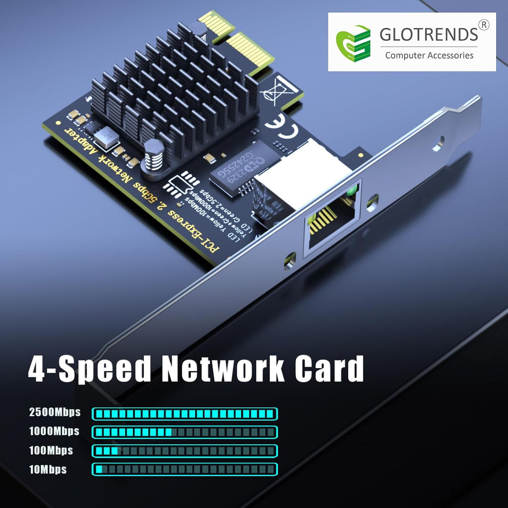 GLOTRENDS LE8105 2.5Gb PCIe Network Card, RJ45 Ethernet NIC, Low Profile