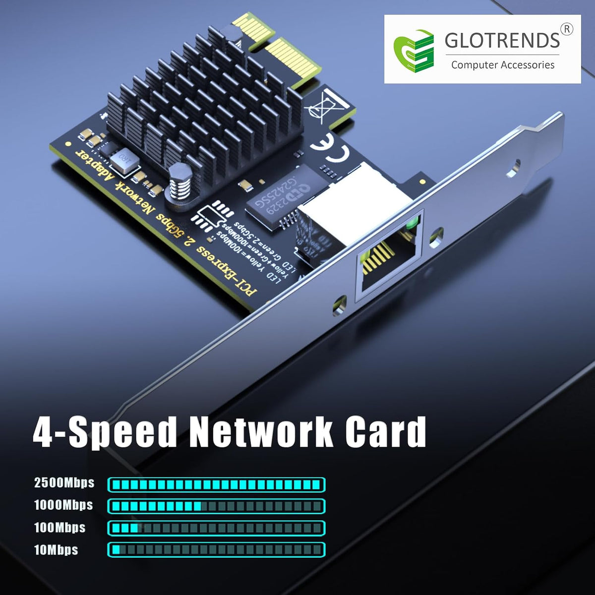 GLOTRENDS LE8105 2.5Gb PCIe Network Card, RJ45 Ethernet NIC, Low Profile