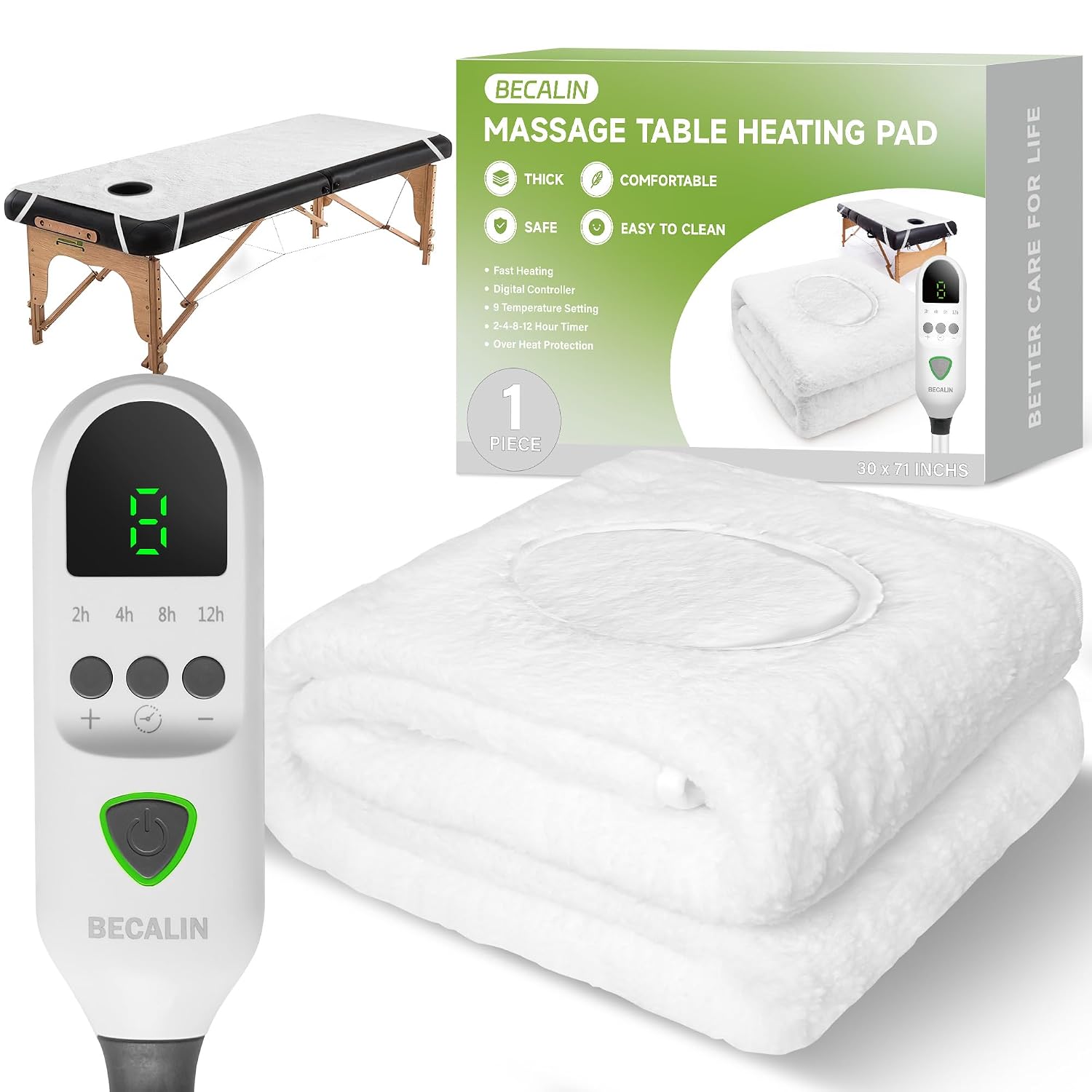 Massage Table Warmer Heating Pad Professional SPA Massage Bed Warmer Pads | 2-4-8-12H Timer, 9 Heat Setting, Overheat