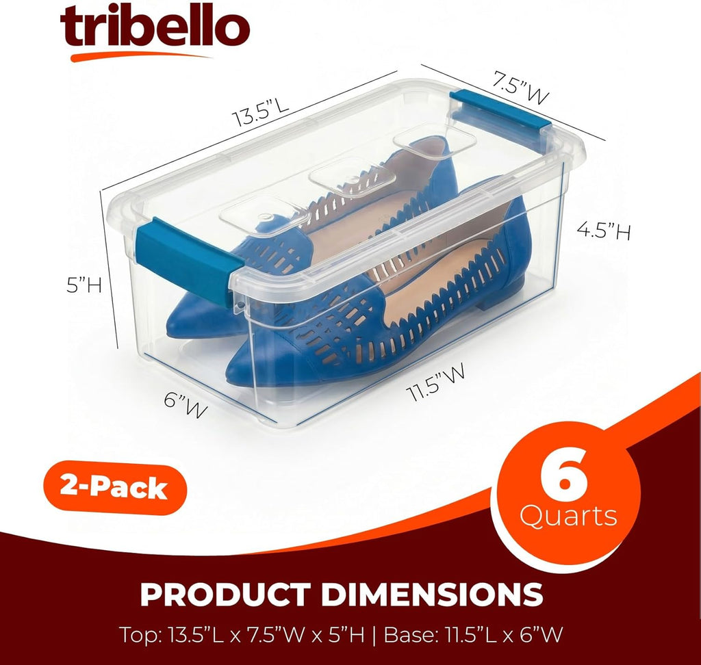 Clear Plastic Storage Bins with Lids Stackable Storage Bins (6 Quart)
