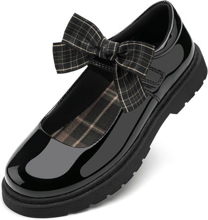 Girls Mary Jane Shoes School Uniform Flats Dress Shoes Detachable Bow Chunky Formal for Little/Big Kids | Removable