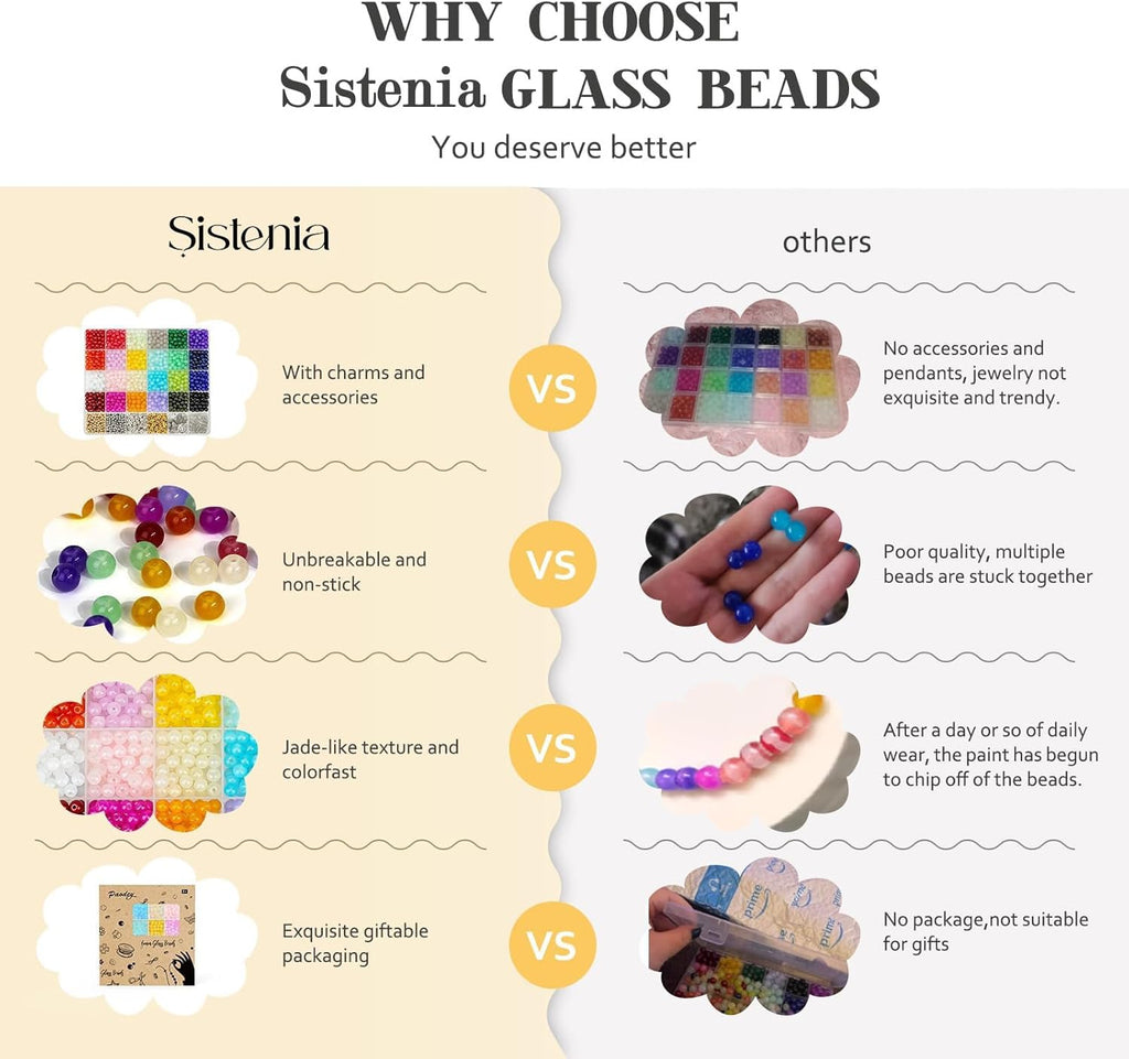 6mm Glass Beads Bracelet Making Kit 1400pcs, 24 Colors Crystal Beads for Jewelry Making Round Beads DIY Crafts with