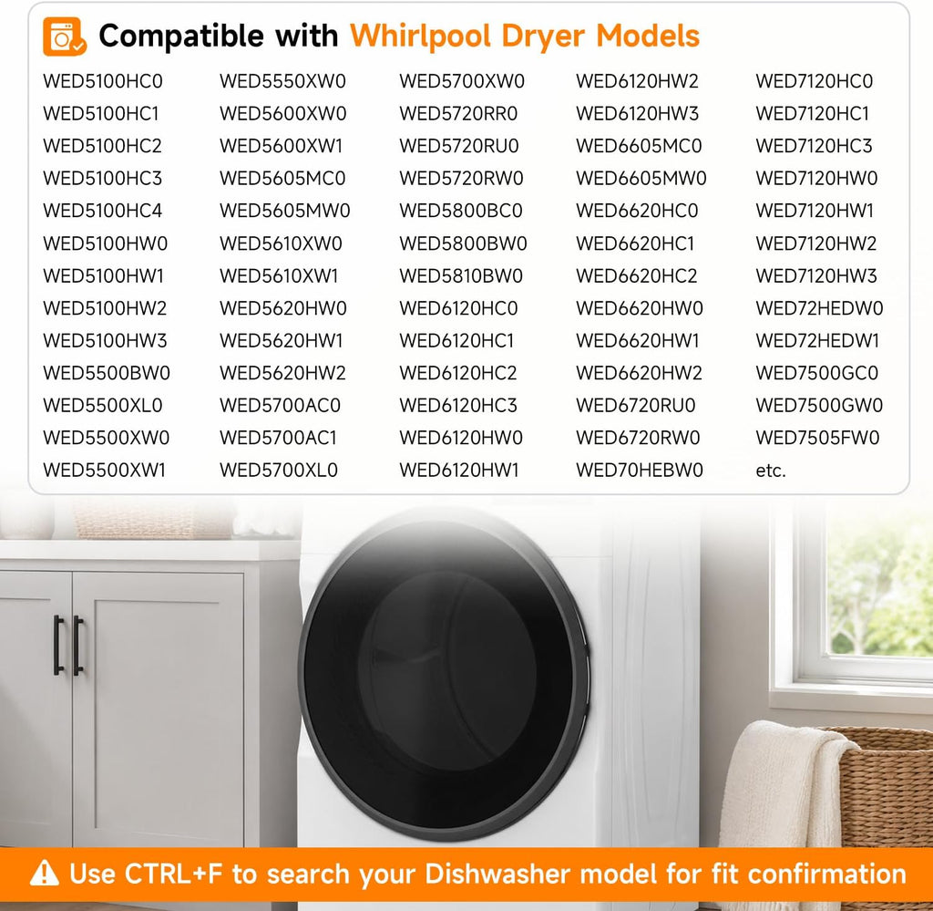 Dryer Repair Kit Compatible with Whirlpool WED9151YW0 WED8740DW0 WED9200SQ WED86HEBW0 WED85HEFW0 WED8620HC1 WED9270XW2 WED87HEDW0 WED8500SR0