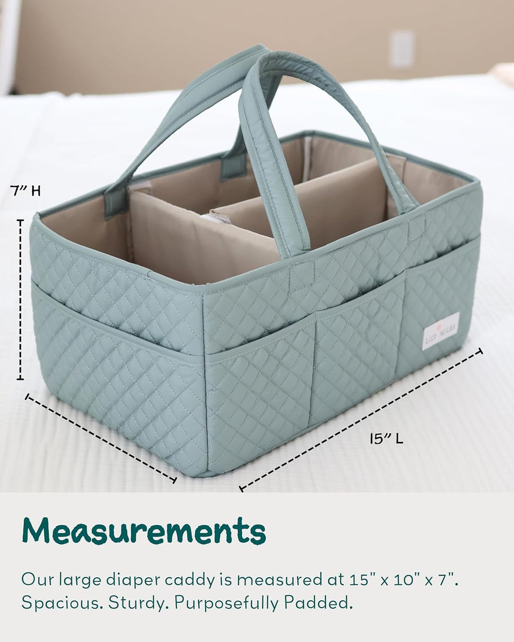 Baby Diaper Caddy Organizer, Quilted Nursery Storage Basket for Newborn Essentials and Diaper Changing Station, Gift