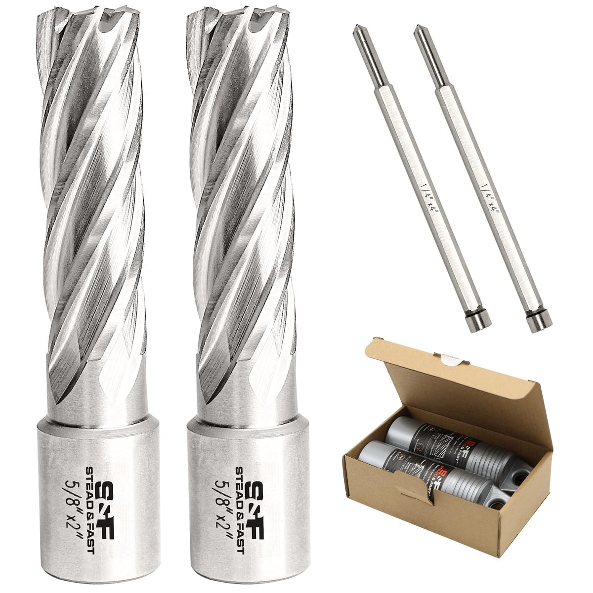 S&F STEAD & FAST Annular Cutter Set 2 Pcs, 5/8" x 2" DOC, Mag Drill Bits