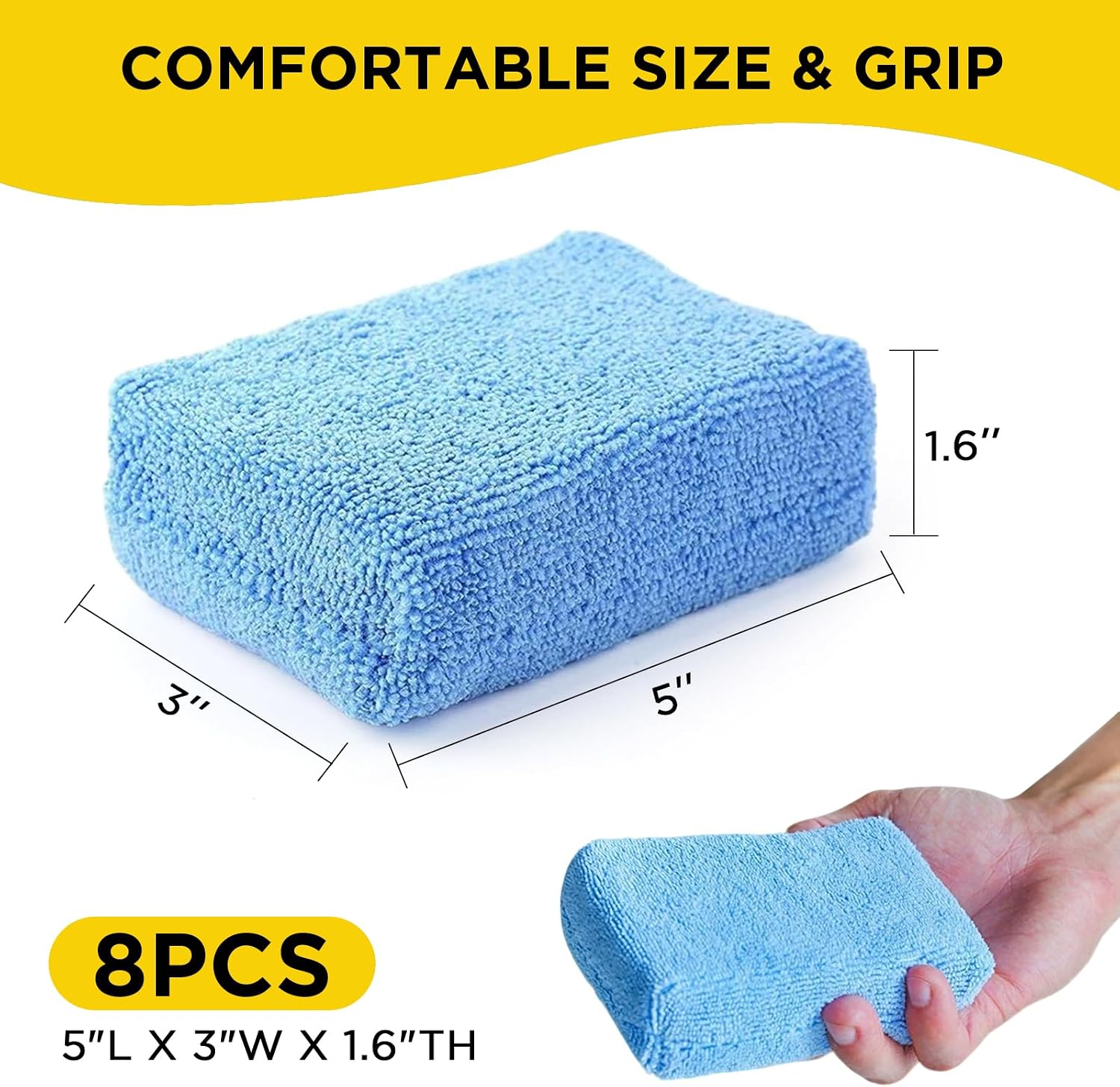 Autocare 10 Pack Car Wax Applicator Pad Rectangle Foam Premium Grade Microfiber Applicator Pads
