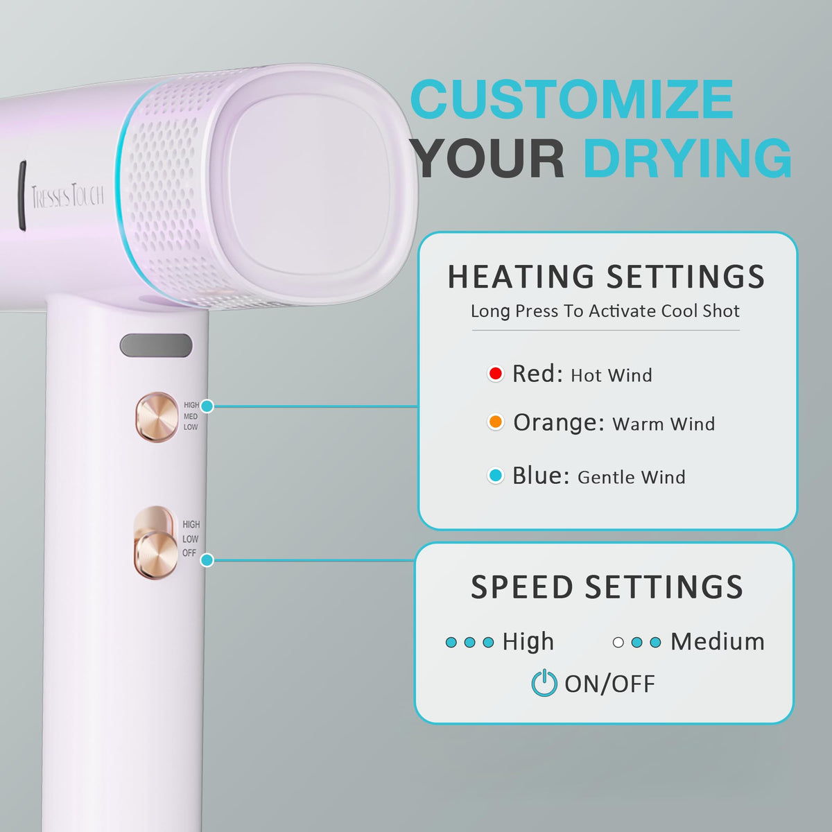 Ionic Hair Dryer with Diffuser and Concentrator, Professional Lightweight Quiet Blow Dryer, Powerful 1600 Watt Motor