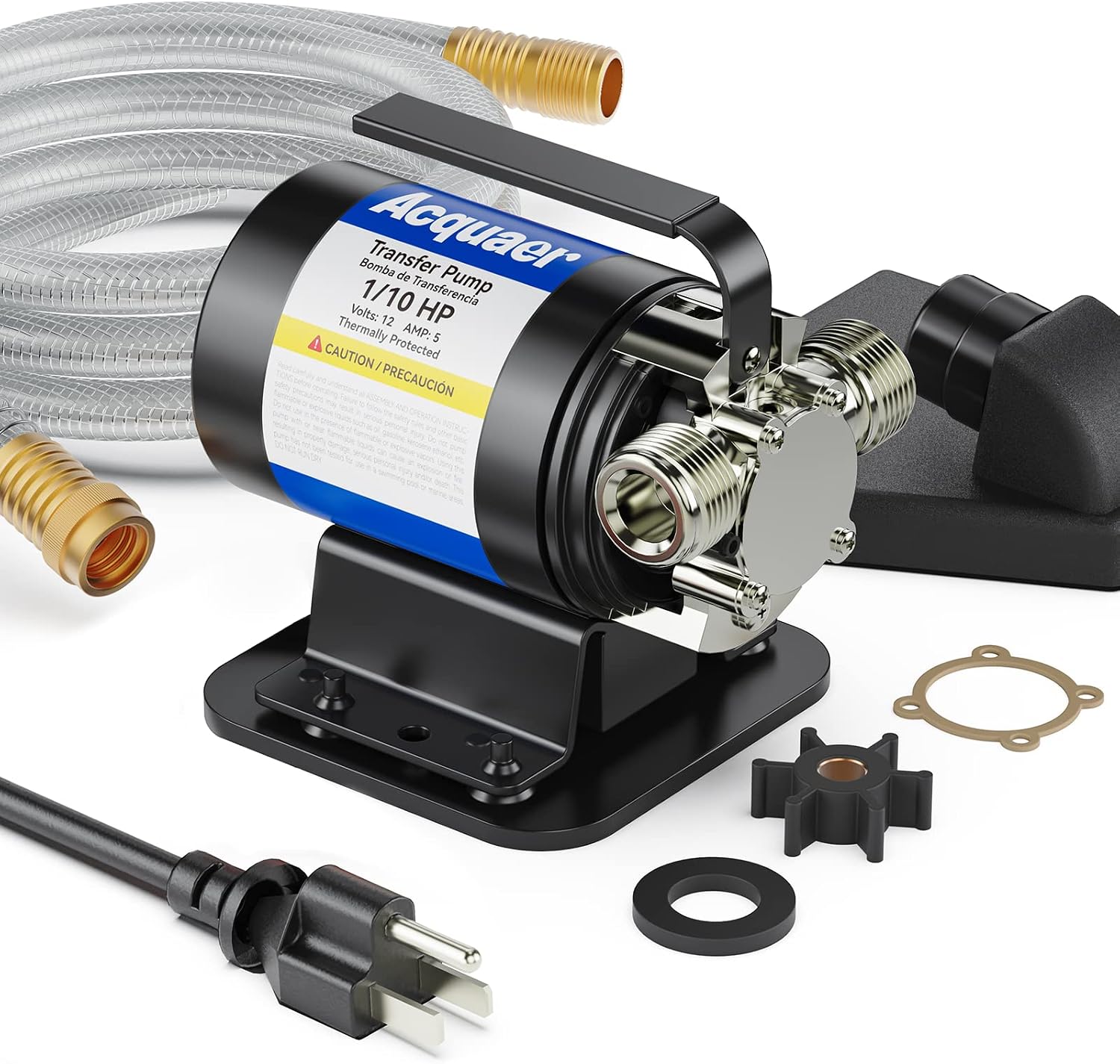 Portable Electric Utility Water Transfer Pump 1/10 HP with Suction Hose Kit, Low Suction Water Removal for Water