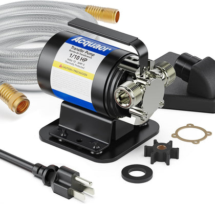 Portable Electric Utility Water Transfer Pump 1/10 HP with Suction Hose Kit, Low Suction Water Removal for Water