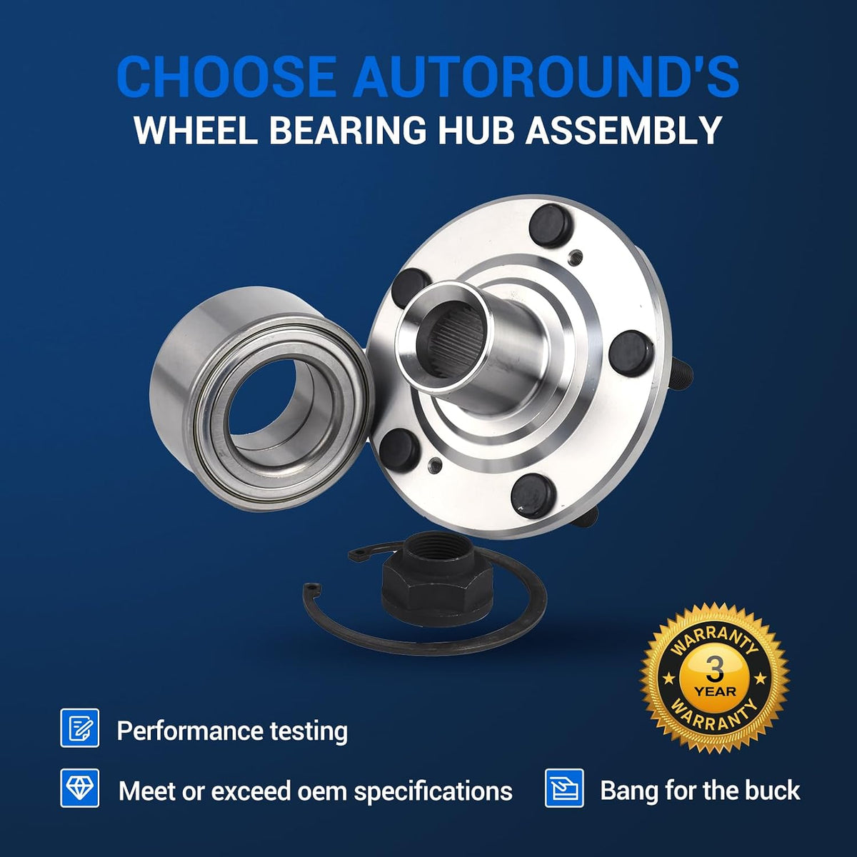 Autoround BR930580K Front Wheel Hub Assembly Fit for Honda CR-V 2002-2006