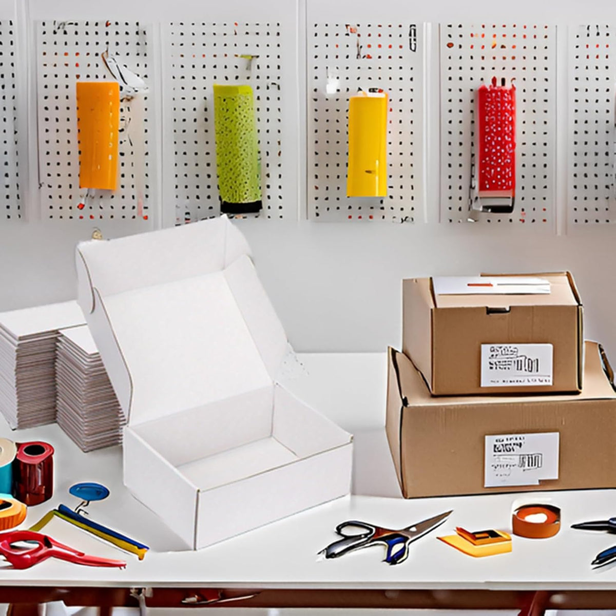 8x6x3 White Shipping Boxes for Small Business, Packing, 25 Pack