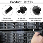 50-Pack M6 x 16mm Computer Rack Mount Cage Screws, Nuts & Washers for Server Cabinet - Black