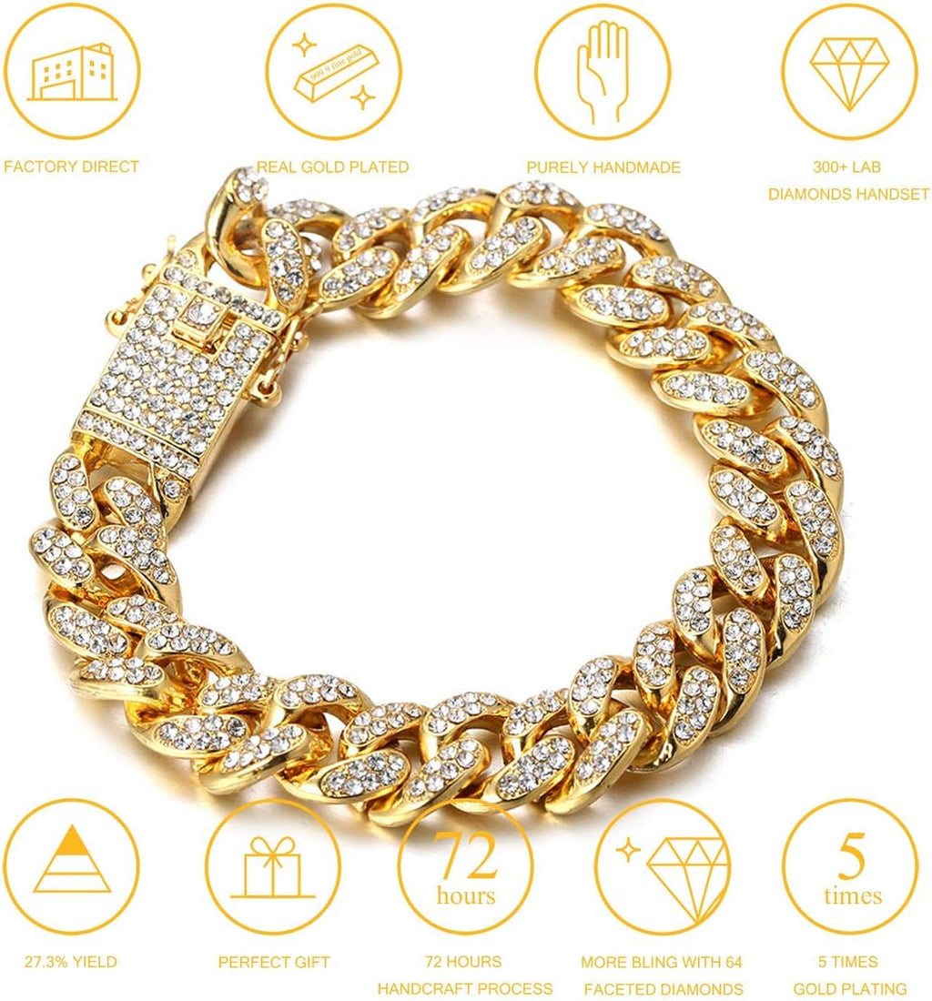 Gold Chain for Men - The Royal - Iced Out 14/20MM Gold/Platinum White/Rose Gold/Rhodium Black Cuban Link Chain