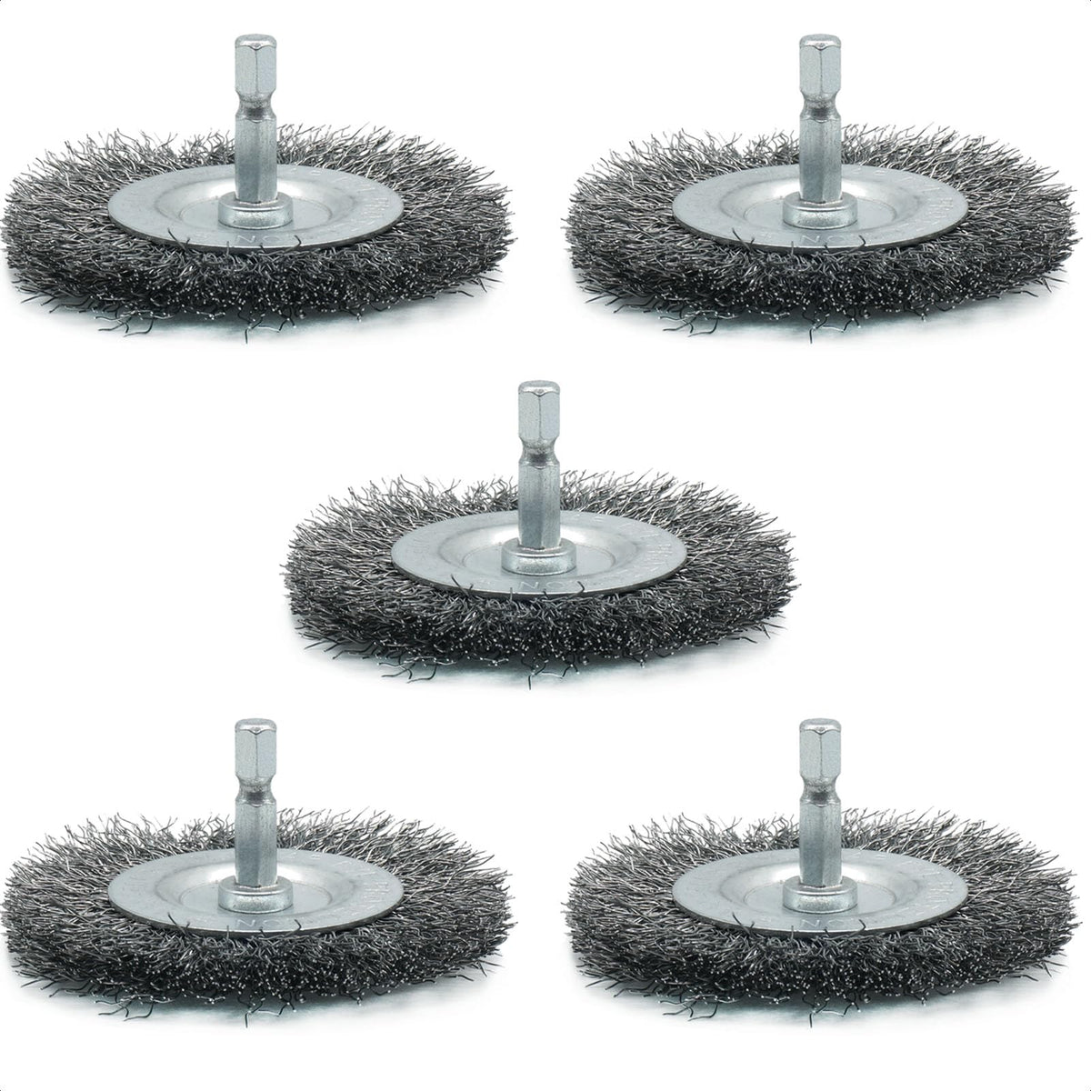 TEXNINC 5-Pack 3-Inch Wire Wheel Brush Set for Drill