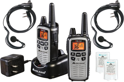 LXT600VP4 FRS License Free Walkie Talkies. Silver, 2 Pack | Up to 30 Mile Range Walkie Talkie, 36 Channels, 121