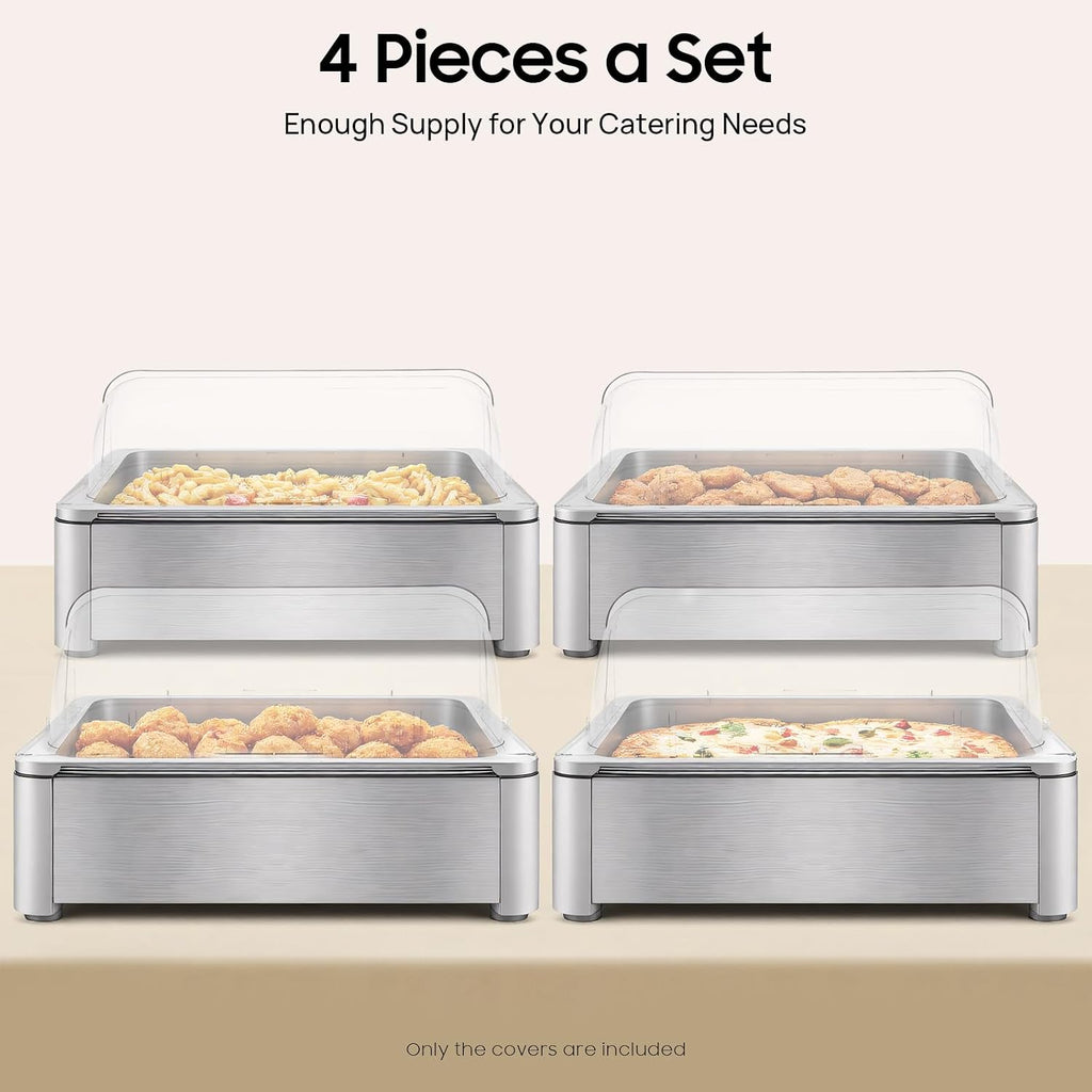 Clear Chafing Dish Covers Full Size Cover Lid, Roll Top Display Chafing Dish Wind Guard for Cupcake Dessert Cake