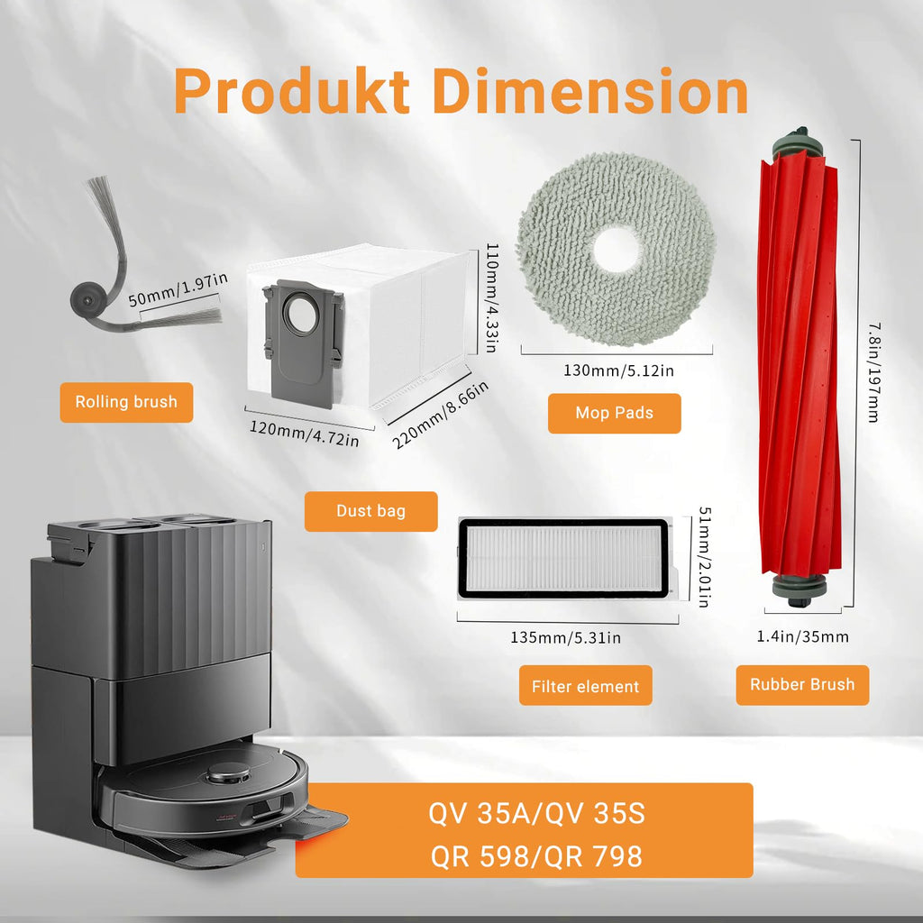 Replacement Parts for Roborock Qrevo S Pro QV35A QV35S Robot Vacuum