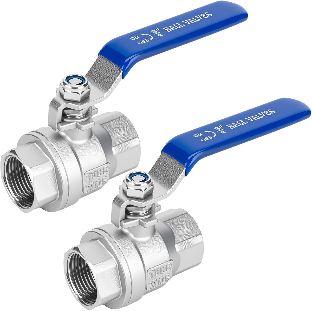 3/4 inch Ball Valve 2 Pack Full Port Female NPT Thread Shut Off Valve