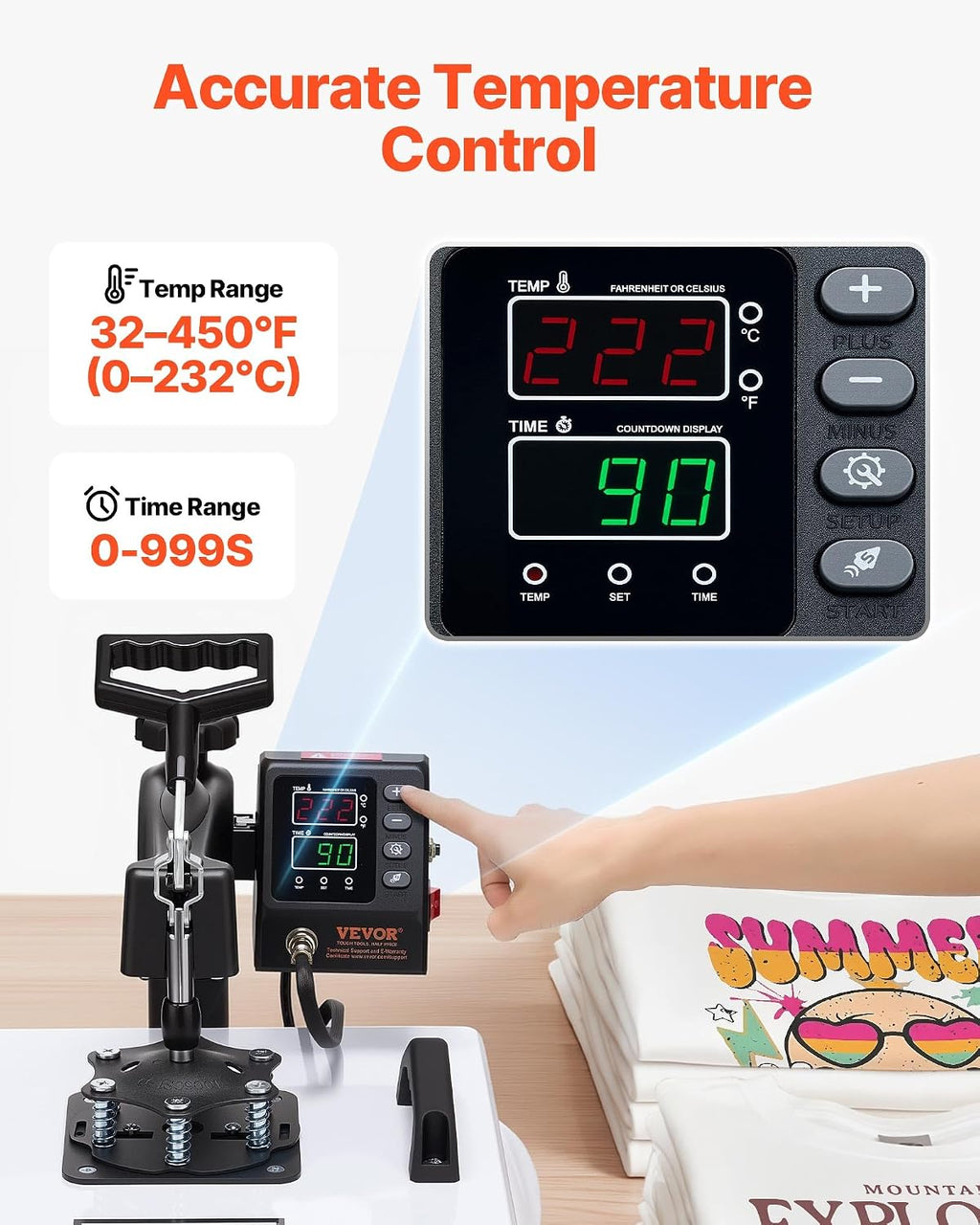 Heat Press Machine, 15 x 15 in, 2-in-1 Multifunction, 360° Swing Away, 1200W Double Tube Fast and Even Heating