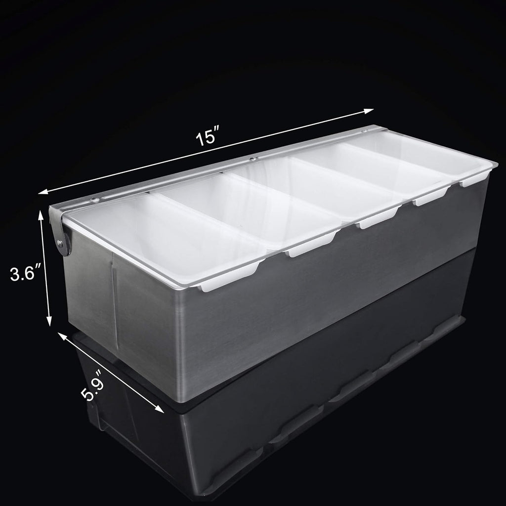 48032 Stainless Steel Condiment Dispenser with 5 Compartments (No Ice Tray)