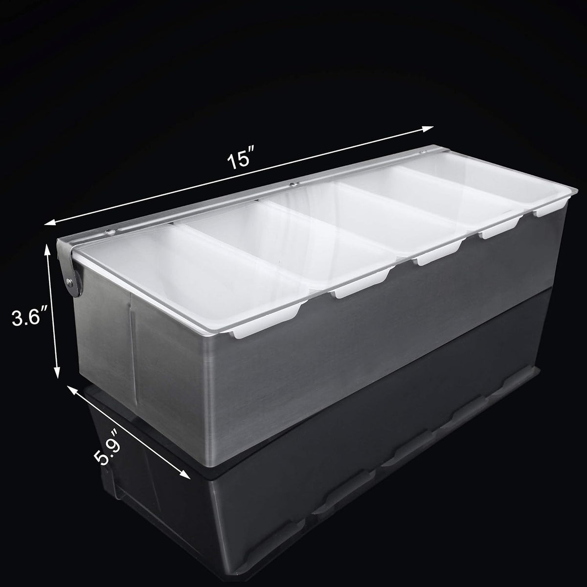 48032 Stainless Steel Condiment Dispenser with 5 Compartments (No Ice Tray)