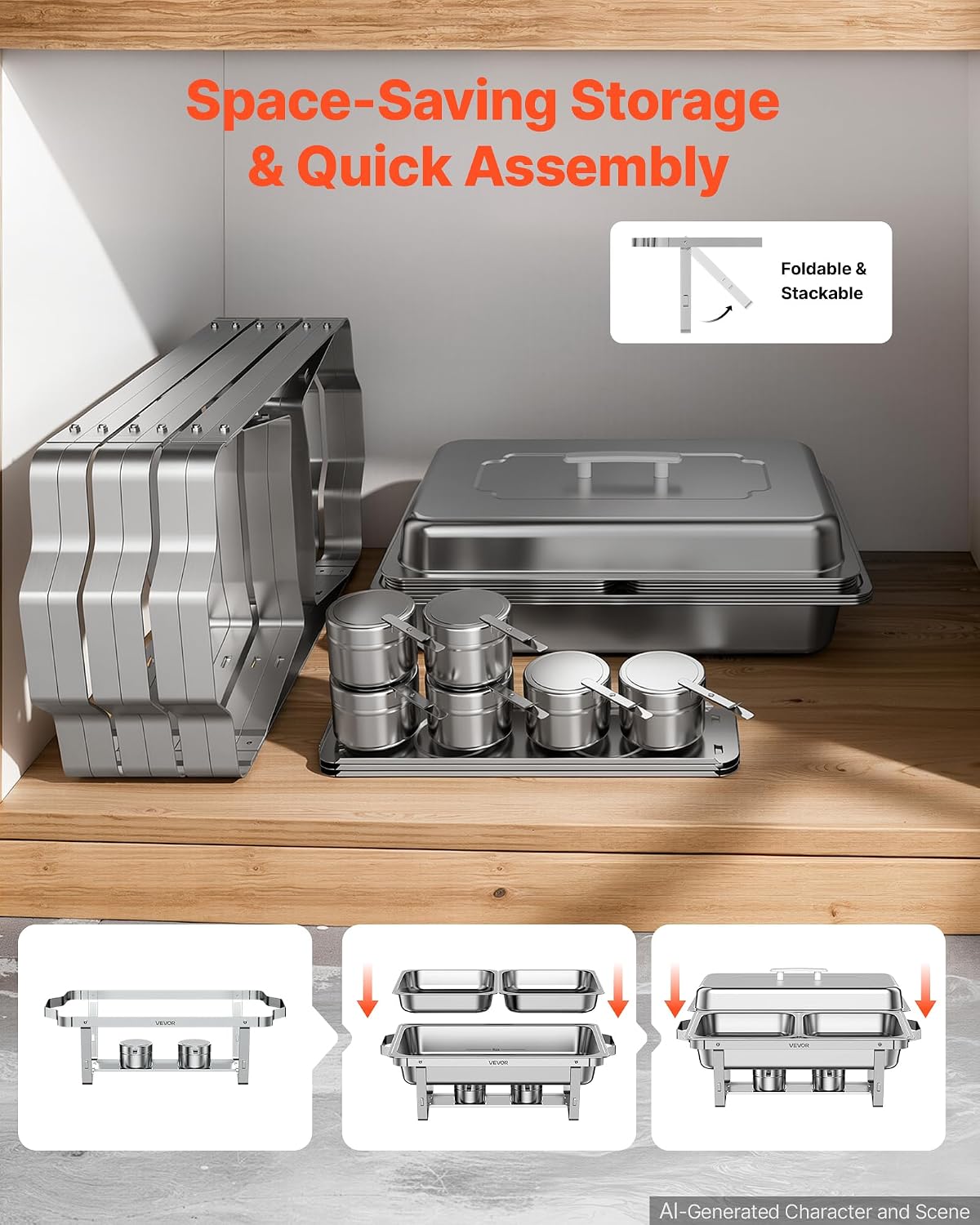 3 Packs Chafing Dishes for Buffet Set, 9QT Stainless Steel Chafer