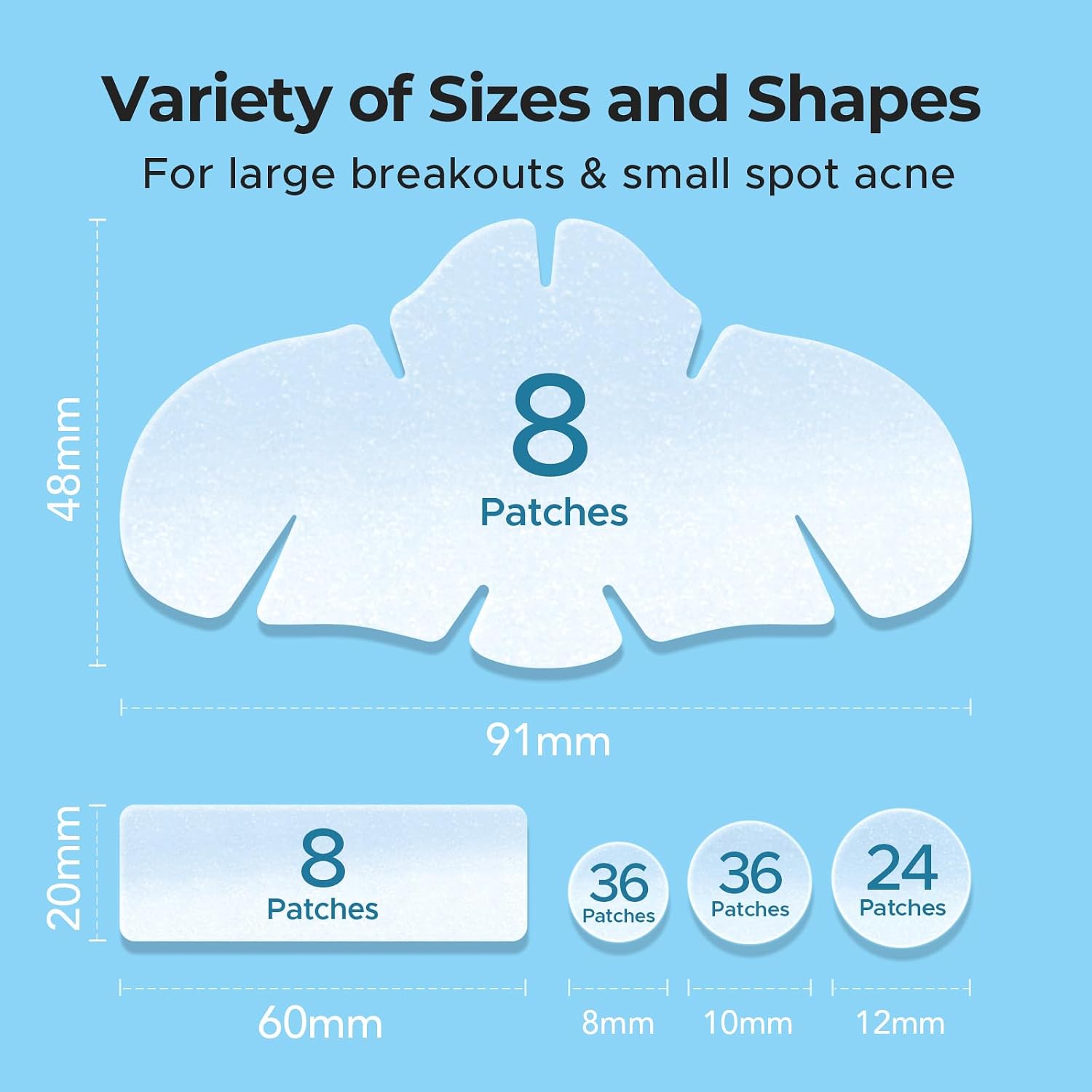 Hydrocolloid Nose Patches, XL Nose Pore Strips 91 x 48 mm, Large Hydrocolloid Acne Pimple Patches for Face, Cover Zit