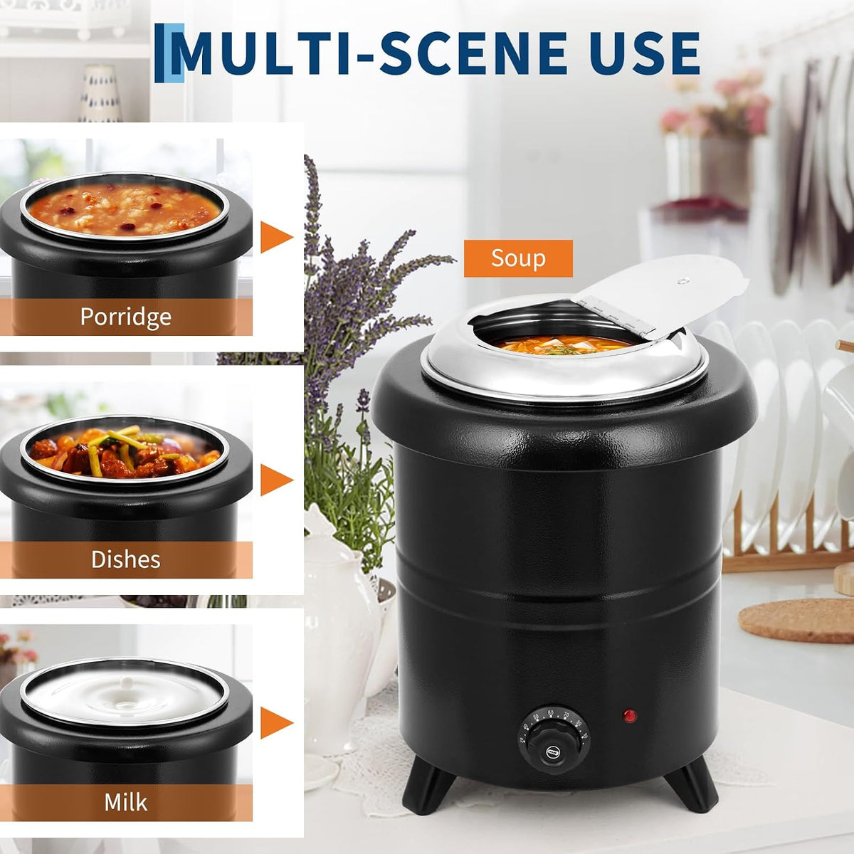 Commercial Soup Warmer with Swing Lid, 10.5 QT Soup Kettle