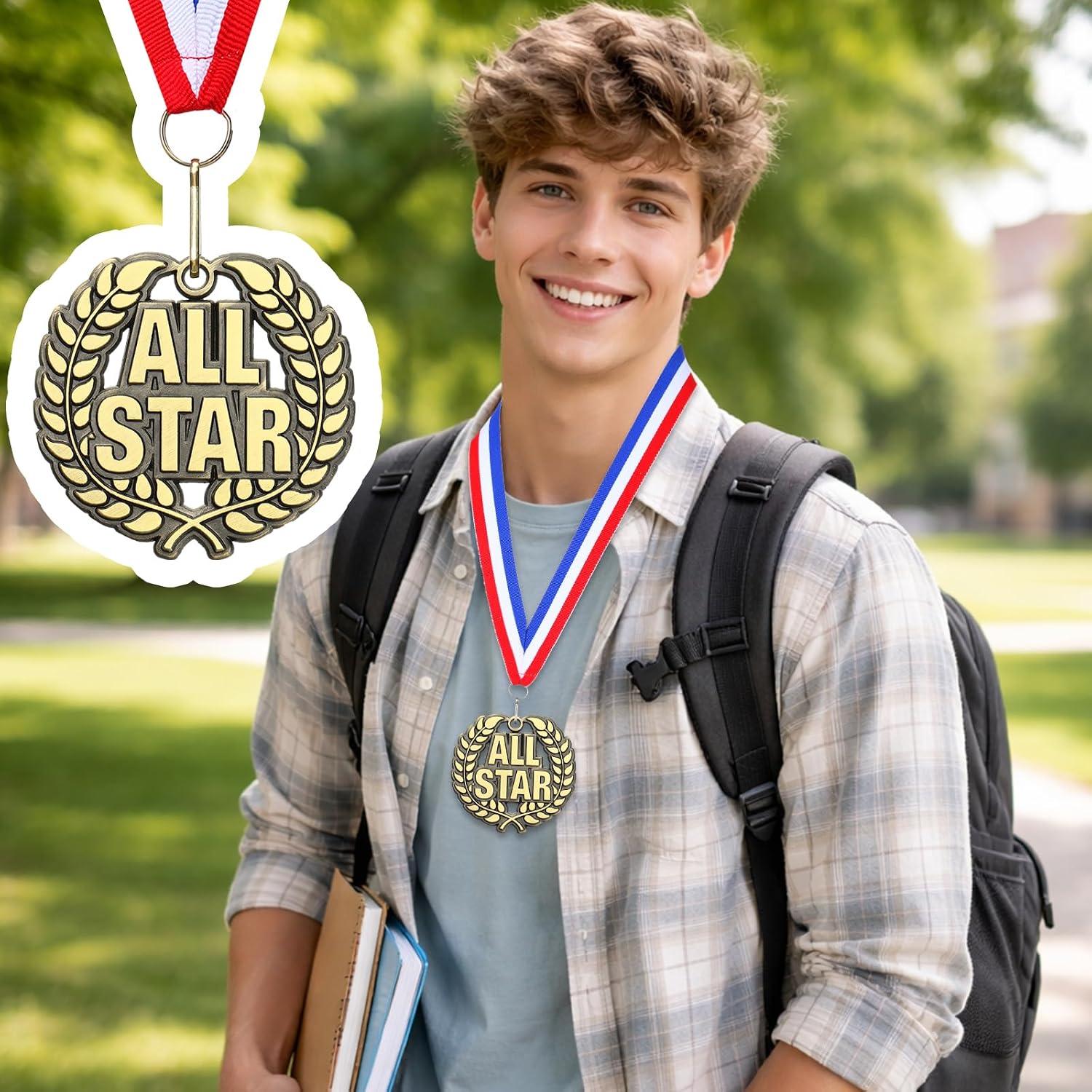 2'' Gold Award Medals Bulk Winner Medals with Neck Ribbons Metal Trophy Award Prize Gift for Tournaments