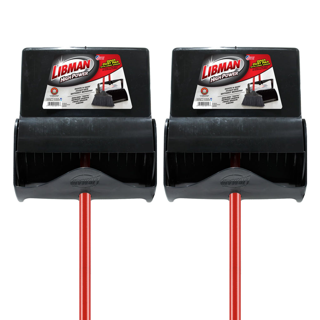 919 Lobby Dust Pan and Broom Set (Open Lid), 41" Length, 12" Width, Black/Red (Pack of 2)