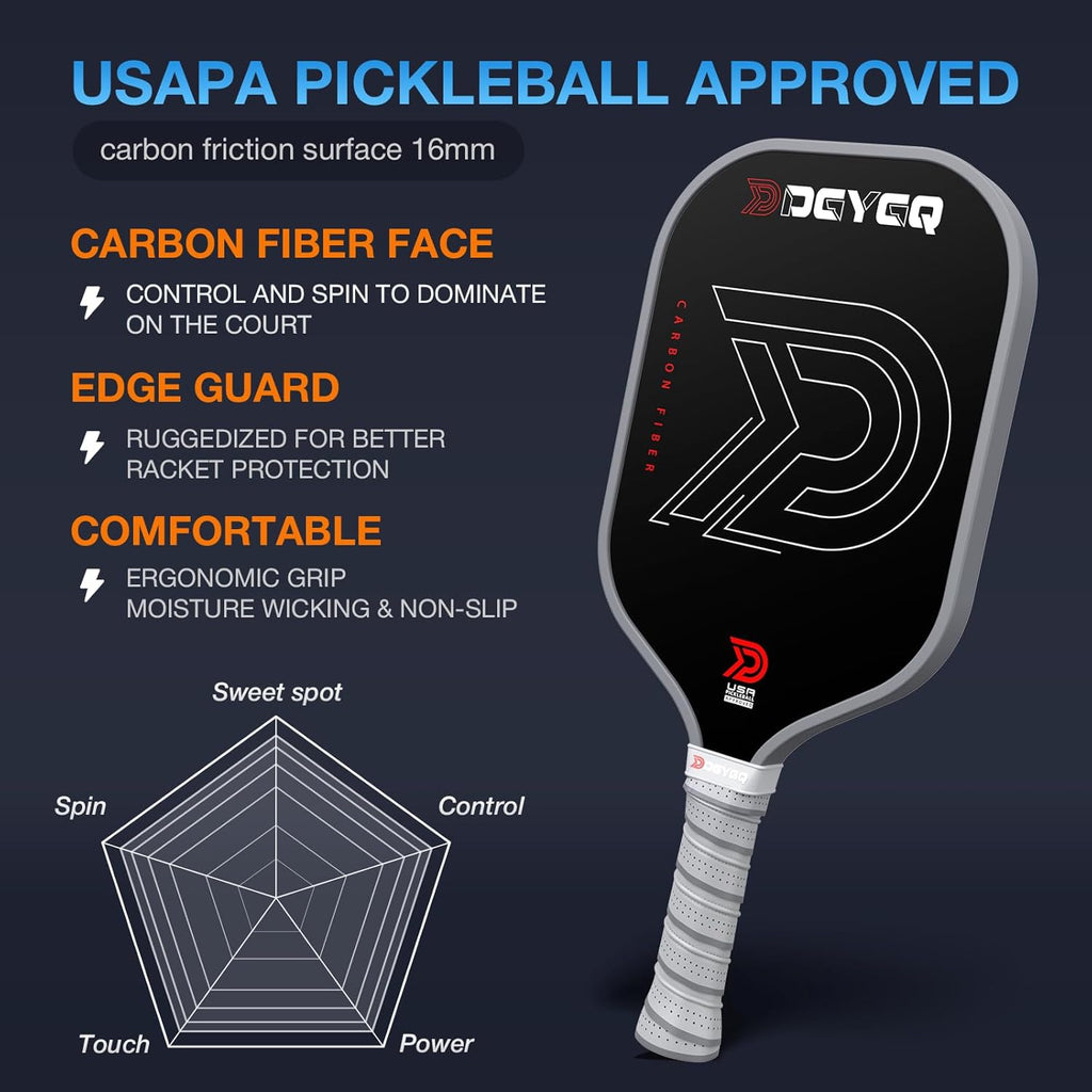 Pickleball Paddles with Polypropylene Honeycomb Core, T700SC Power Carbon Fiber Pickleball Paddle, Increased Power