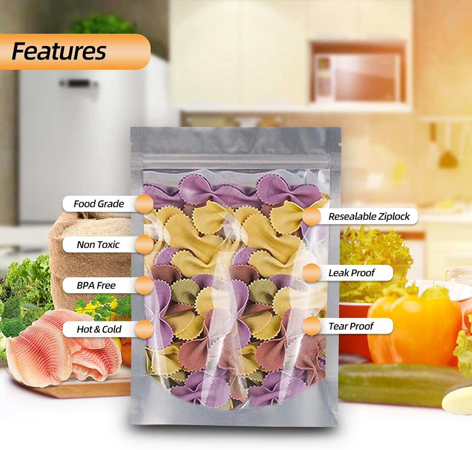 1 Quart 30 Packs Mylar Bags for Food Storage, 7"x 10" With Window, Freeze Dried Candy, Reusable Long Term Storage
