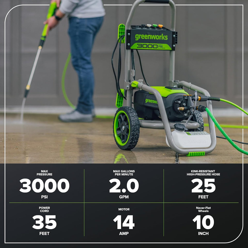 3000 PSI (2.0 GPM Max) Brushless Electric Pressure Washer