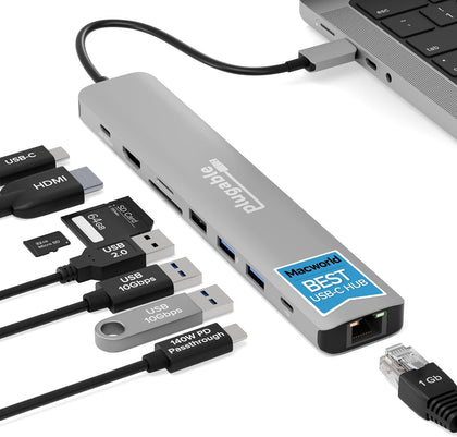 USB C Hub Multiport Adapter: 9-in-1 with 140W PD Charging, 4K 60Hz HDMI, 10Gbps Data Transfer, Gigabit Ethernet, SD