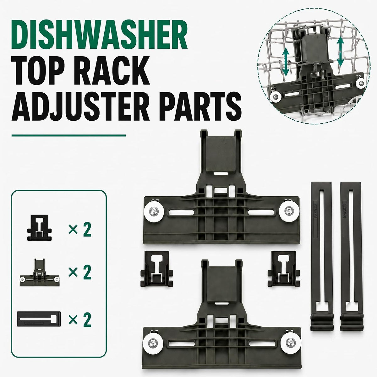 KUDE20FXSS3 KUDS30IXWHA KUDS35FXSS1 Dishwasher Top Rack Adjuster Parts