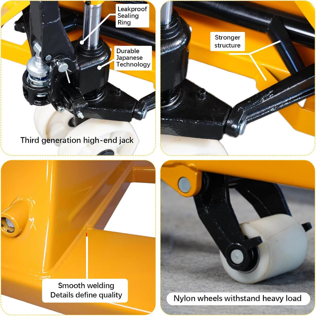 Leak-Proof Pallet Jack, 5500 lbs Load Capacity, Manual Pallet Truck with 48L x 27W Inch Forks for Pallet Moving