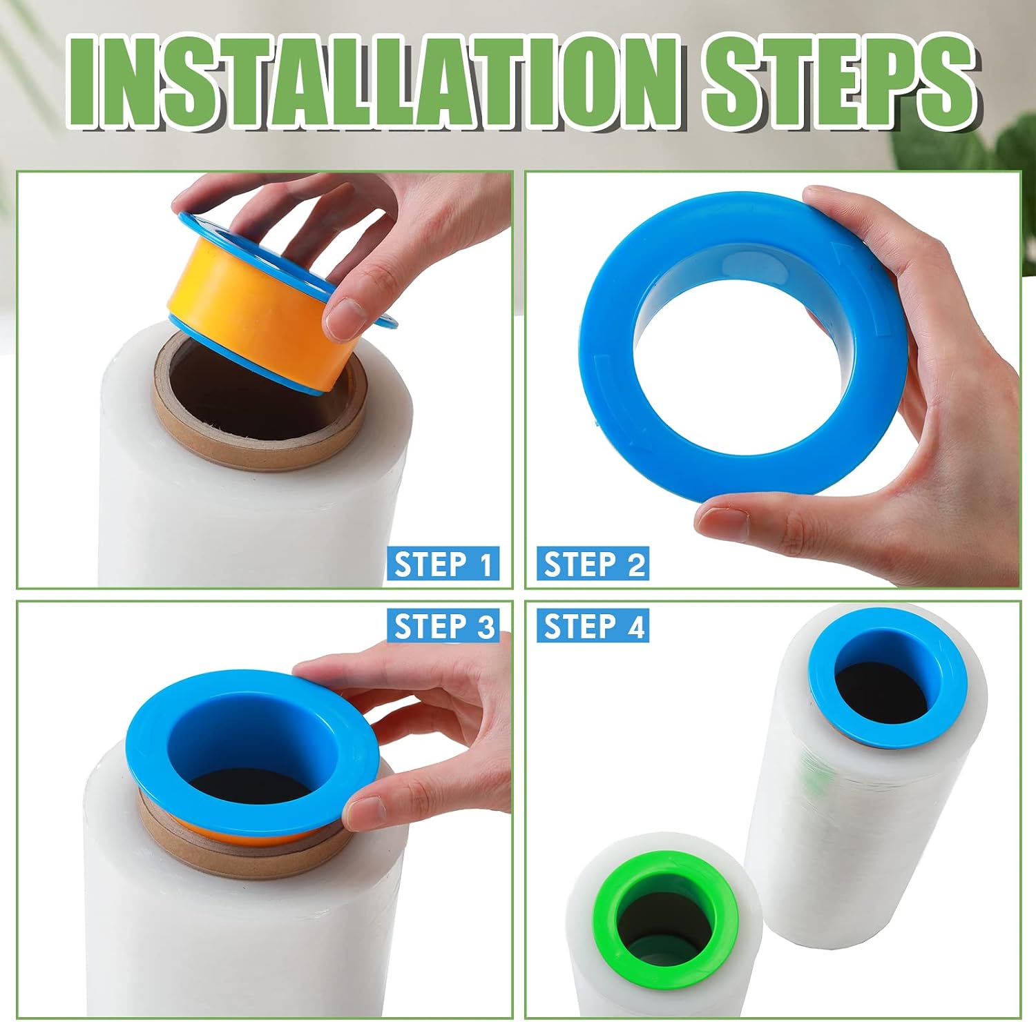 8 Pairs Shrink Wrap Handle Fit 3 Inch Film Core, Plastic Pallet Handles Shrink Dispenser for Moving Stretch Wrap Roll
