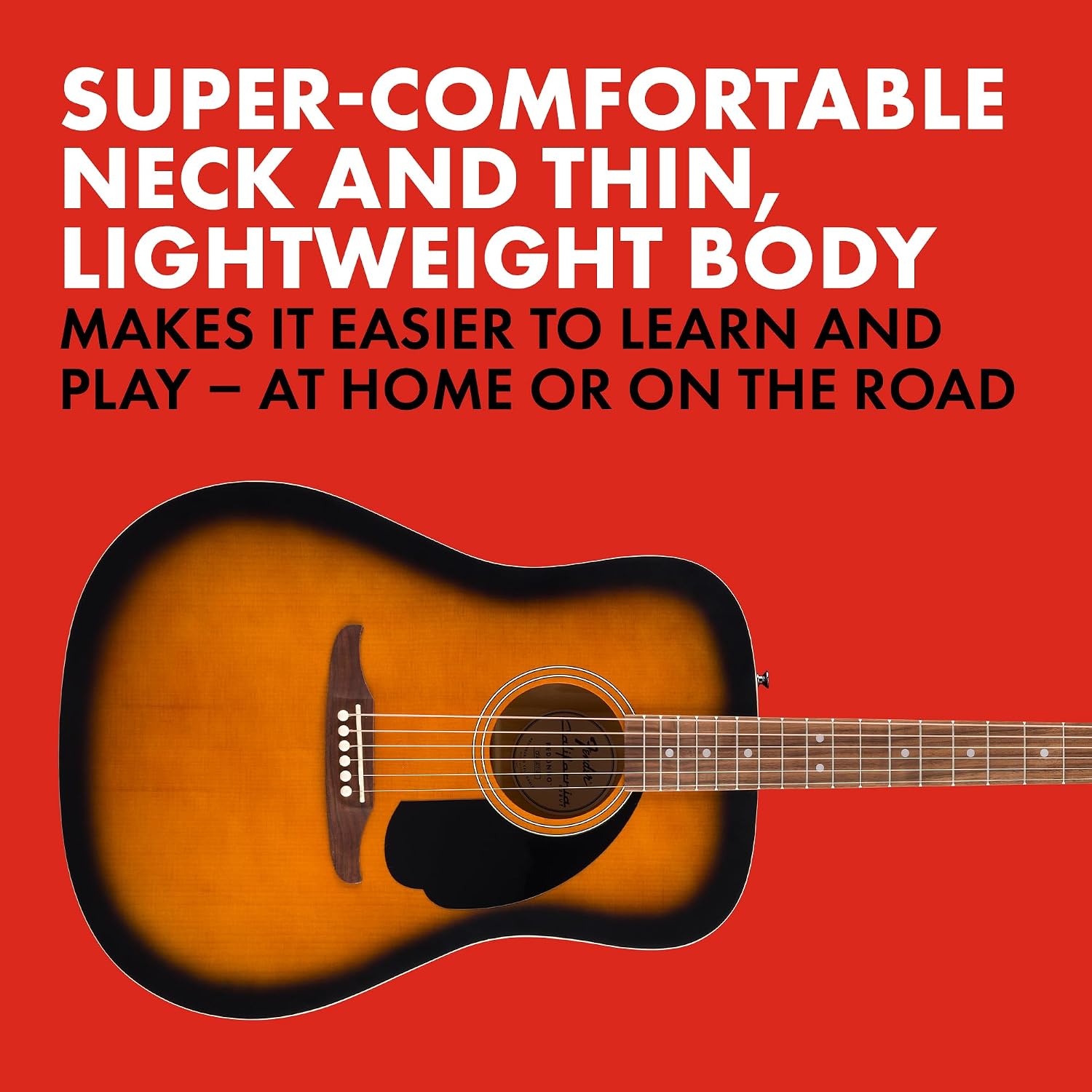 California Debut Redondo Series Beginner Acoustic Guitar, Sunburst | California Series, beginner acoustic guitar for