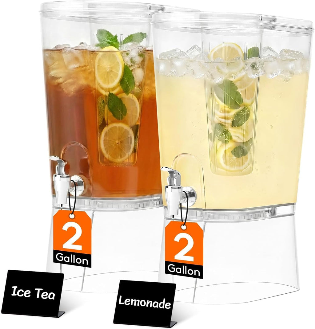 2 Gal Drink Dispenser with Leak-Proof Spigot & Fruit Infuser 2 Pcs